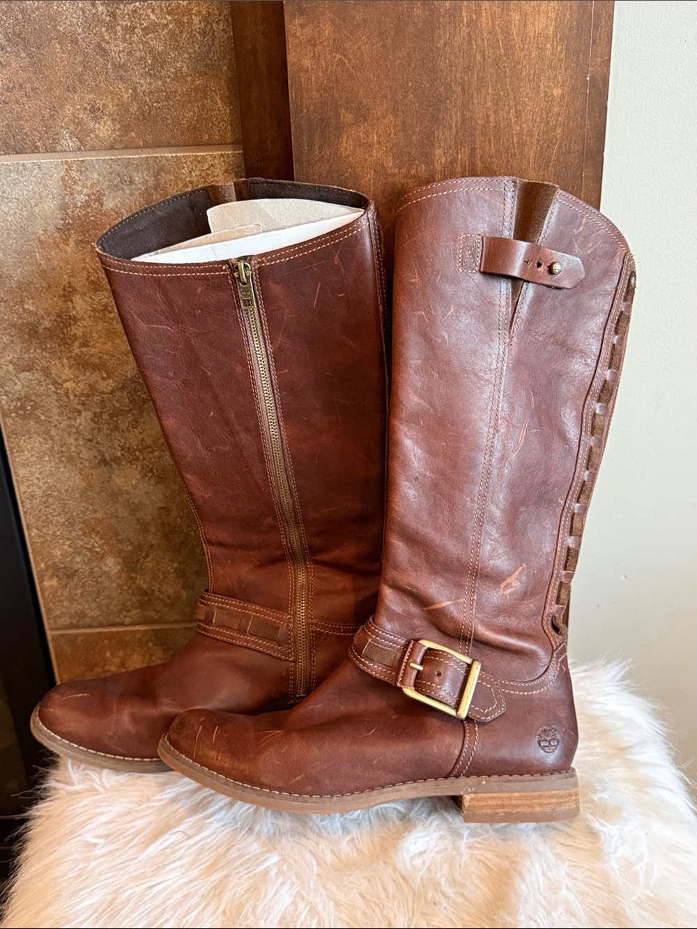 Timberland Earthkeepers Savin Hill  Brown Leather Riding Boots 9 Classic